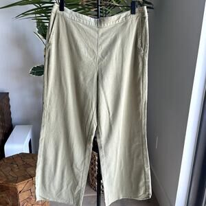 D & Co  Beach Sage Green Cotton Blend Wide Leg Pants Womens S Comfy Summer